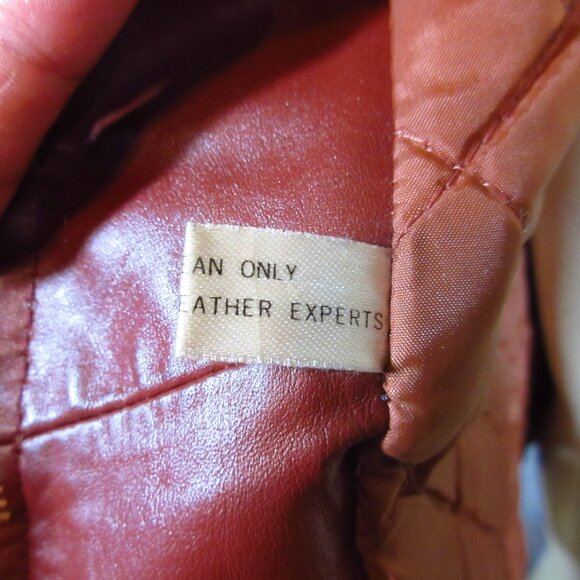 Vintage Genuine Leather Jacket Trench Coat S/Small Made in Korea Dark Red Maroon - Picture 14 of 16